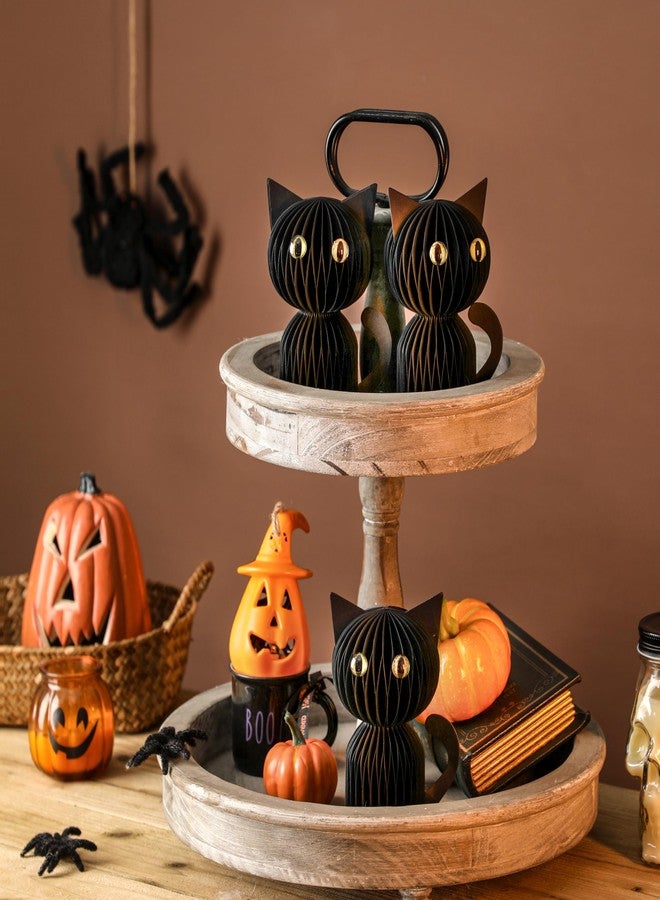 NEWLIGHTURE 3 Pcs Black Cat Halloween Decor, Honeycomb Paper Table Centerpiece for Party, Home Desk, Indoor Halloween Cat Decor - Image 5